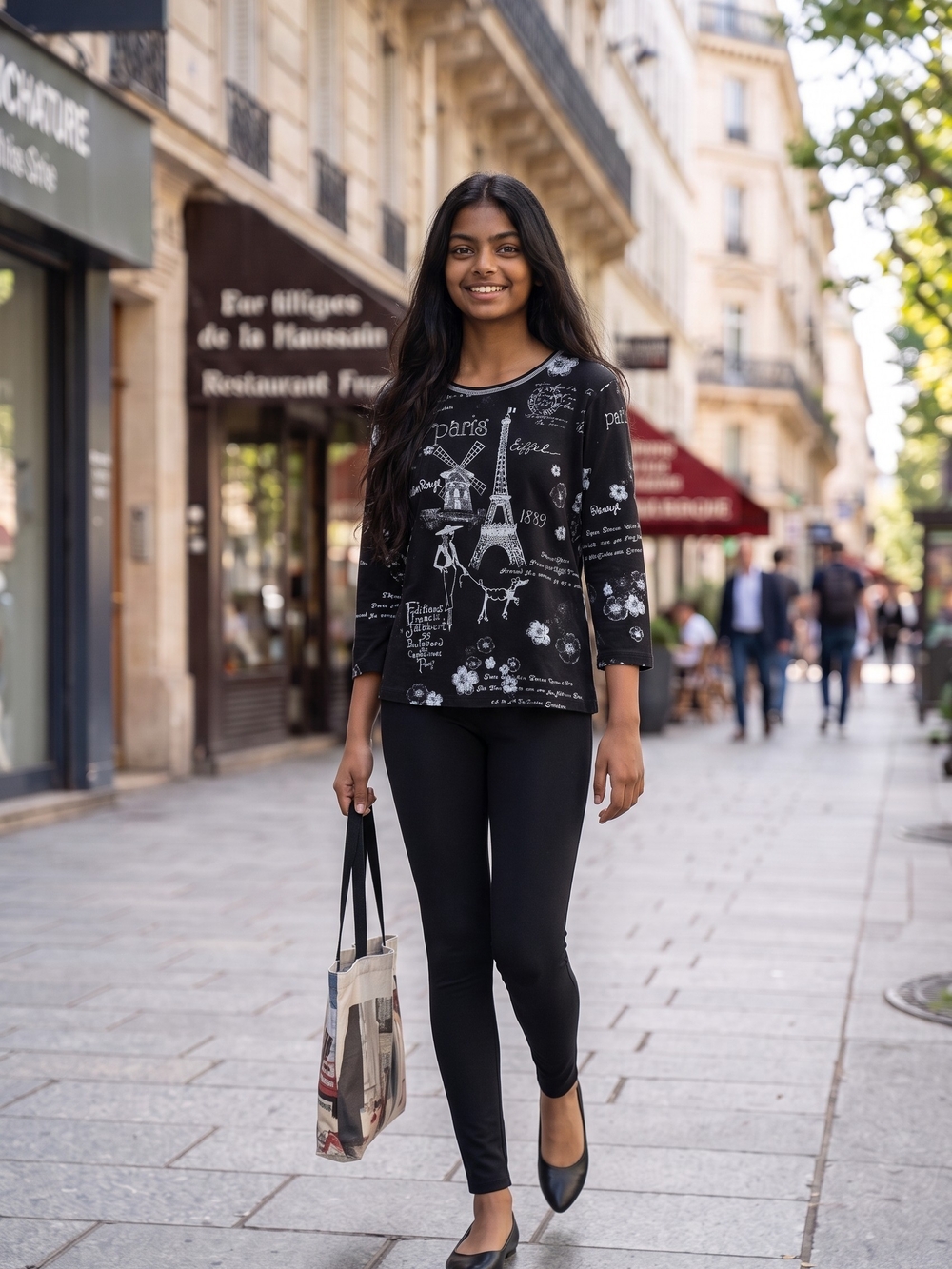 Christopher & Banks Black Long Sleeve Top with Crew Neck